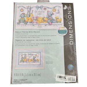 DIMENSIONS Counted Cross Stitch Kit Baby Birth Record Toy Shelf New Orig Package